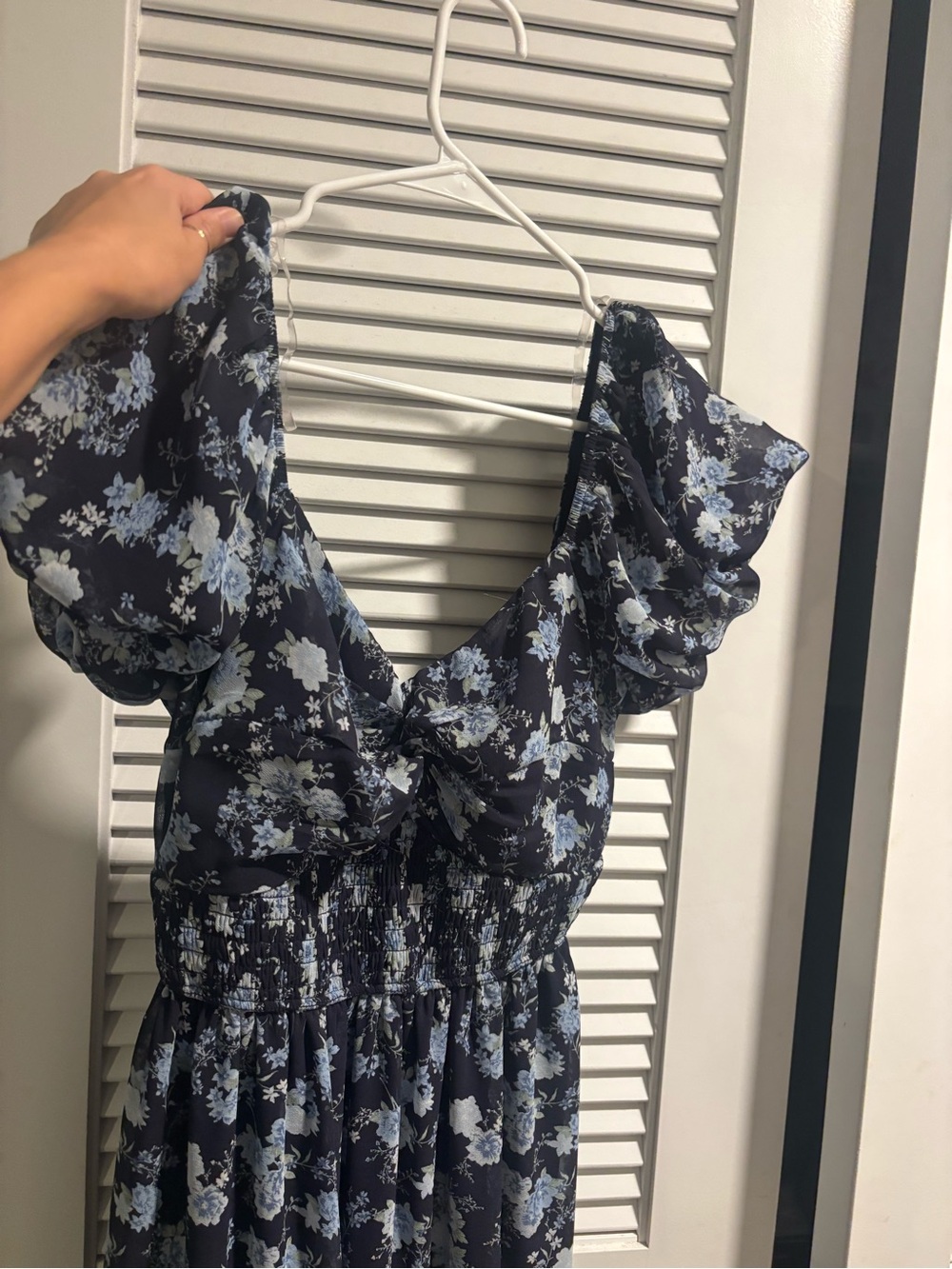 T.J.Maxx Navy Blue Floral Maxi Dress with Light Blue Blooms
